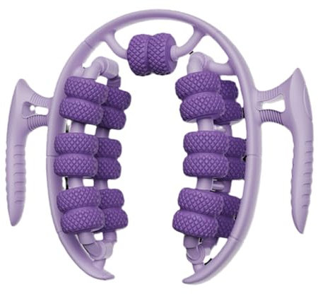 Qplcdg Masseur musculaire en mousse, 360° 3D Anti Cellulite Massage en profondeur des tissus musculaires des jambes, 26 roues, Accessoires de Massage Manuel (Violet)