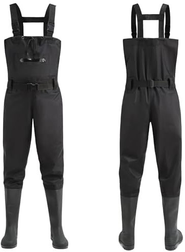 bluaqua Wathose für Herren und Damen Verdicken, Angelhose mit Stiefeln, Wathose, Brusttaschen, verstellbare Träger, Nylon-Wathose, Angelhose (45)
