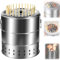 ZYJIX Portable Smokeless Barbecue Charcoal Barrel Grill Stainless Steel Surround Charcoal Kebab Grill With 28 Skewers And BBQ Grill Grate Outdoor Indoor Camping Smokeless
