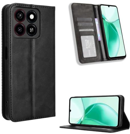 COMAKU Coque ZTE Blade A55, Etui Portefeuille, Housse Folio en Cuir de Protection pour ZTE Blade A55 - Noir