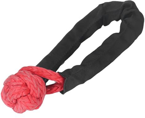 Soft Shackle 20mm 41000 LBS Break Strength Recovery Rope Shackle with Protective Sleeve for Truck Large SUVs Offroad Vehicle (Red)