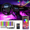 NEOVSUNY Auto LED Innenbeleuchtung, 4pcs 72 RGB LED Atmosphäre Licht, Auto Innenraumbeleuchtung Ambientebeleuchtung Mehrfarbig Musik Auto LED Streifen USB-Port mit Fernbedienung & APP-Steuerung