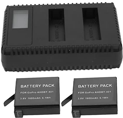 Rankomu Chargeur pour Hero4 à double fente pour caméra - Écran LCD - Station de charge USB pour Hero 4 - Dispositif de chargement sûr pour batteries d'appareil photo