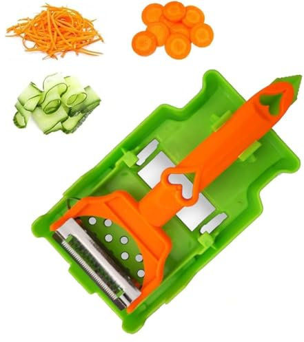 AMHSNIJI Pelador de Frutas y Verduras, pelador de Verduras de Acero Inoxidable 5 en 1, picadora y peladora multifunción, utensilio de Cocina, pelador multifunción