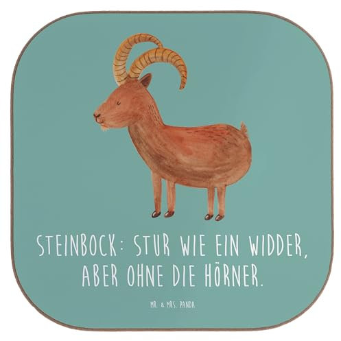 Mr. & Mrs. Panda Getränkeuntersetzer Steinbock Entschlossen - Geschenk, Sturheit, Kreativ, Geschenk Horoskop, Zielstrebigkeit, Einzigartig,