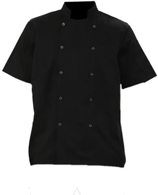 PRICE BEATER Unisex Professional Half Sleeves Chef Jacket, Breathability and Comfort, Resists Wear and Tear, Tailored for Restaurant Staff, Caterers, Bakers, And Food Service Workers (Black, Large)
