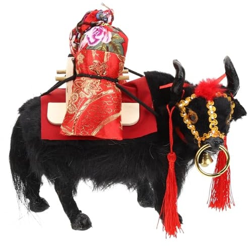 PRETYZOOM Simulation Yak-Modell Yak-modellspielzeug Simulation Tiermodell Yak-Ornament Wildtiermodell Yak-Figuren Bildungsspielzeug Desktop-Dekoration Heimdekoration Yak-Statue Black Stoff