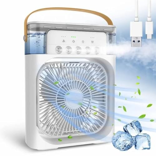 Portable Air Conditioners - Small AC Quiet Personal Air Cooler,USB Powered Mini Desktop Cooling Misting Fan, 1 | 2 | 3 Timer 3 Smart Speeds,360°Adjustment Office, Home, Room, Carved Design