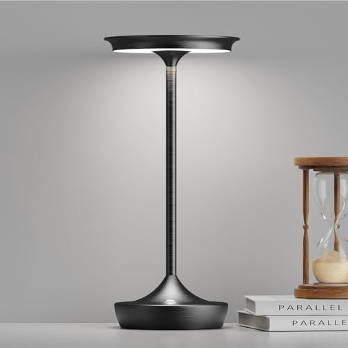 SLSMD Tischlampe Kabellos IP54 Led Outdoor Lampe 6000mAh Akku Camping Schreibtischlampe Aufladbar Nachttischlampe Touch Dimmbar in 3 Farben Tischleuchte für Innen/Außen (Schwarz)