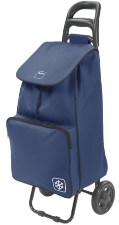 Metaltex Krokus Einkaufstrolley 50 L mit Kühltasche, abnehmbare Tasche, Blau