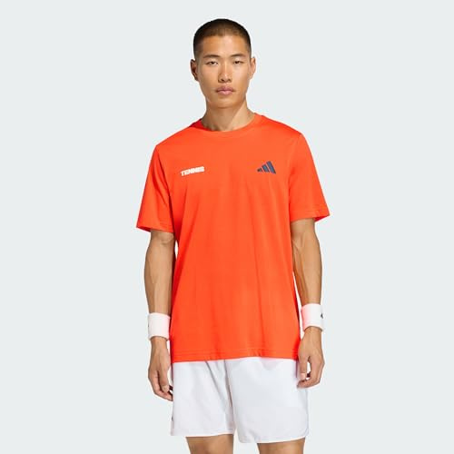 adidas Men's Tennis HOT Egg Graphic T-Shirt, Pure Orange, L