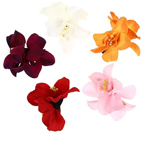 NIYANGLE 5stücke Teiliges Künstlicher Orchideen-haarklammern Stilvolle Blumen-haarspangen Für Hawaii-partys Hochzeiten Und Alltag Ansprechendes Haarschmuck Für Frauen Und Mädchen