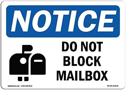 Cartello di avvertimento – Avviso non bloccare cassetta postale | Proteggi la tua attività, cantiere, magazzino e area negozio, cartelli metallici in alluminio 20,3 x 30,5 cm (confezione da 2)