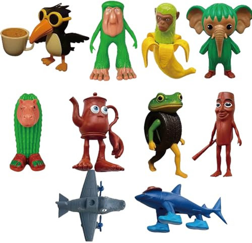 Dlishka Italian Brainrot Action Figures Set,Funny Collectible Figures for Kids & Adults,Tralalero Tralala-Inspired,Creative Shark,Monkey and More Toys,Safe Gifts for Fans Ages 6+ (C 10pcs)