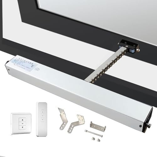 KLYDBMYT Elektrischer Fensteröffnerantrieb, 300mm-800mm Hub, mit Fernbedienung + Schalter, Doppelkette/Geräuscharm, 400N Schließkraft/Diebstahlsicher, für Dachfenster, Gewächshäuser,800mm