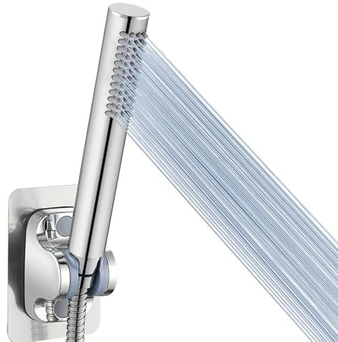 All Metal Handheld Shower Head, Voolan High Pressure Shower Heads with Handheld Sprayer, Chrome Hand Shower with Teflon Tape, Solid Brass Hand Held Wand Shower(Round)