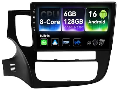 [6G+128G,Octa-Core] - MSD Autoradio für Mitsubishi Outlander (2012-2018) | Android 16 GPS Radio | CarPlay Android Auto Lenkradsteuerung Dual-Band WiFi DSP DAB | Rückfahrkamera MIC | 2 Din 10.1 Zoll