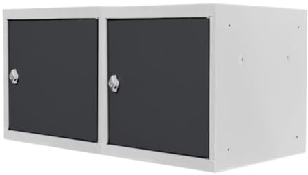 PROREGAL Mega Deal | 2X Schließfachwürfel Blocky mit Drehriegelschloss für Vorhängeschloss | HxBxT 40x40x40cm | Lichtgrau/Anthrazitgrau | Schließfachschrank Metallspind Wertfachschrank