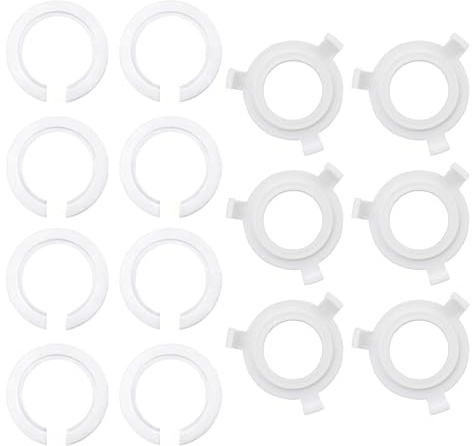 Lot de 14 bagues de réduction pour abat-jour, adaptateurs E27 vers E14, rondelles en plastique pour douilles de remplacement d'abat-jour (blanc)