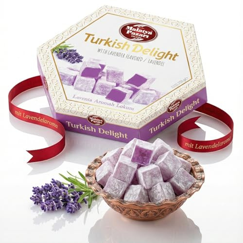 Palanci | Lokum – Vegane Süßigkeiten 250 g | Turkish Delight | mit Lavendel/Veilchen Aroma | Türkischer Honig | Jelly Fruit | Süßigkeiten (Lavendel)