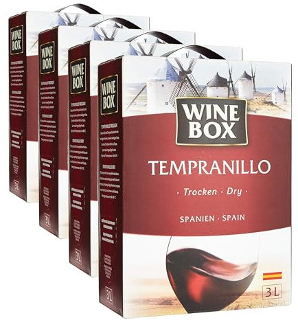 Wine Box Tempranillo Vino de la Tierra de Castilla trocken Bag-in-Box (1 x 3 l) | 3 l (4er Pack)