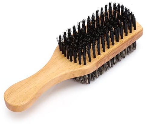 Sorandy Bart-Gesichtshaar-Rasierpinsel, Doppelseitige Bürste für Männer, M-Größe, Holz-Bartbürste für Bartreinigung/Öl-Kopf-Styling/Haarschnitzen/Haarschneiden (Mittel: Ca. 17,6 x 16,2 x 10 cm /