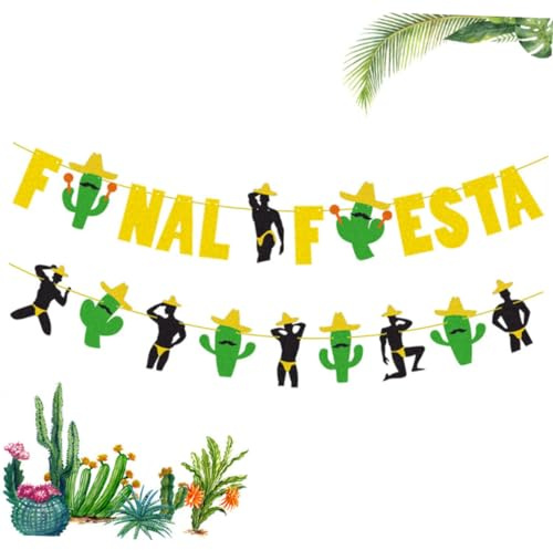 Kaktus Hängegirlande für Wimpelkette Mexikanische Fiesta, Partys | Felt und Papier, 1 Stück, Themenfestdeko mit Kaktusmuster, für Geburtsfeier, Tisch, Motto und Sammlung