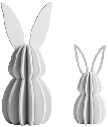 Shapes - Decorations Minimalistisches Osterhasen Set – Deko Hasen groß & klein – Moderne Osterdeko für Wohnzimmer & Tisch – Zeitloses Design (Weiß)
