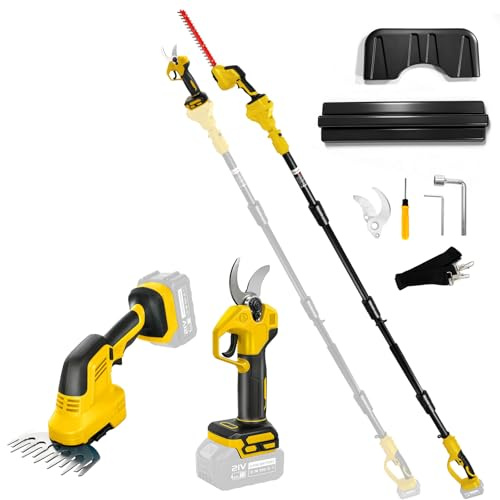 6-in-1 Akku-Heckenschere & Astschere kompatibel mit DeWalt 18V 20V Akku | Verstellbare Länge 100–200 cm, 0–180° schwenkbarer Kopf, Optimal für Gartenpflege & Strauchschnitt, ohne Akku