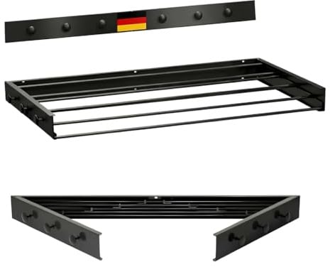 averon Wäscheständer Wandmontage ausziehbar, 80 cm, platzsparend, schwarz | Wandwäschetrockner aus Metall/Aluminium · 4 m Trockenlänge · bis 30 kg · nur 10,5 cm tief · einfache Montage · für Bad/Balkon