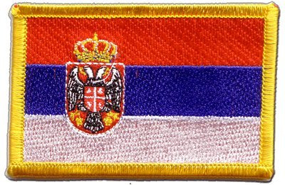 Aufnäher Patch Flagge Serbien mit Wappen - 8 x 6 cm