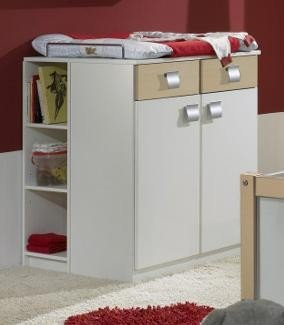 Wickelkommode Nele III, Alpinweiß, Absetzungen Ahorn Nachbildung