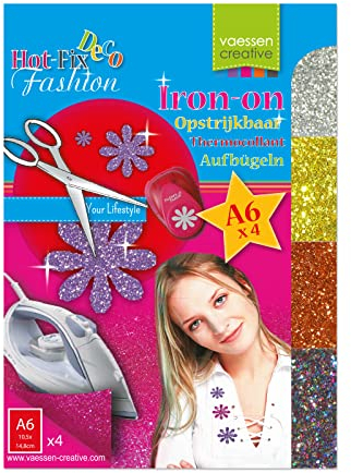 Vaessen Creative HotFix bügelbarer glitzer Flexfolie Sortiment 5, 14.8 x 10.5 x 0.1 cm