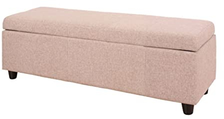 Mendler Aufbewahrungs-Truhe Kriens, Sitzbank Bank, Stoff/Textil, 45x114x45cm FSC®-Zertifiziert - beige