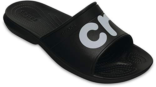 Crocs Clsscgrphcsld, Unisex Adults Open-Toe Sandals, Black (Black/White), 8 (42/43 EU)