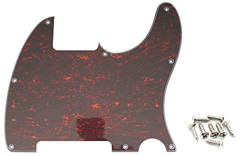 Musiclily 8 Löcher Schlagbrett Pickguard für Fender USA/Mexican Telecaster Esquire E-Gitarre,4 lagig Red Tortoise