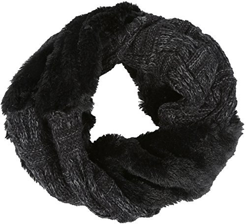 Sakkas 16106 - Dalien Kurz Länge Zwei Sided-Pelz-gewelltes Zopfmuster Infinity-Schal - Schwarz - OS