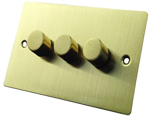 Crabtree 3 Gang 1 or 2W 3 X 300W Dimmer Ultra Flat Home Light Switch Brushed Brass