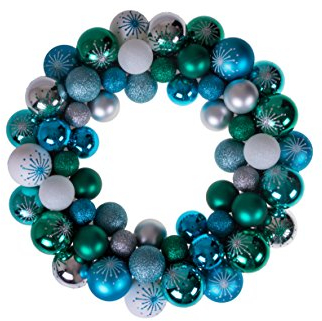 Clever Creations Weihnachtskranz in Blau, Grün, Weiß und Silber, festliche Feiertagsdekoration, klassisches Design, leicht, bruchfest