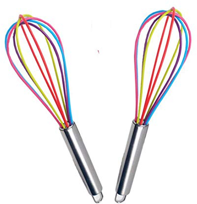 Egurs 25cm/10inch Silicone Whisk，2 Pack,Rainbow color