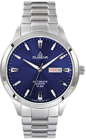 Dugena Herren-Armbanduhr 4460982 Tresor Master Automatik, Automatikuhrwerk, blaues Zifferblatt, Edelstahlgehäuse, Saphirglas, Edelstahlarmband, Drückerfaltschließe, 20 bar