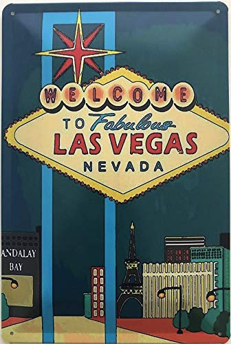 Deko7 Plaque en tôle Motif Welcome to Fabulus LAS Vegas Nevade 30 x 20 cm