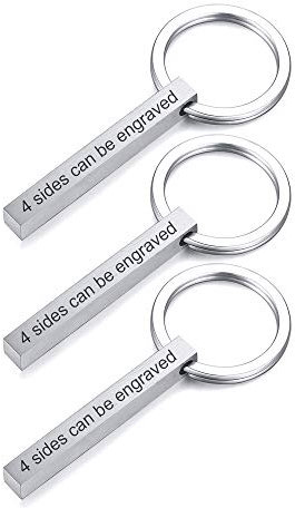 VNOX 3Stk Personalisierte Paare BFF Brüder Schwestern Familie Partner Schlüsselanhänger 4Seiten Name 3D Vertikale Quader Bar Schlüsselanhänger Gepäck/Tasche Zubehör,Kostenlose Gravur