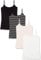 Amazon Essentials Women's Slim-Fit Camisole, Pack of 4, Black/Pale Pink/Stripes/White, M