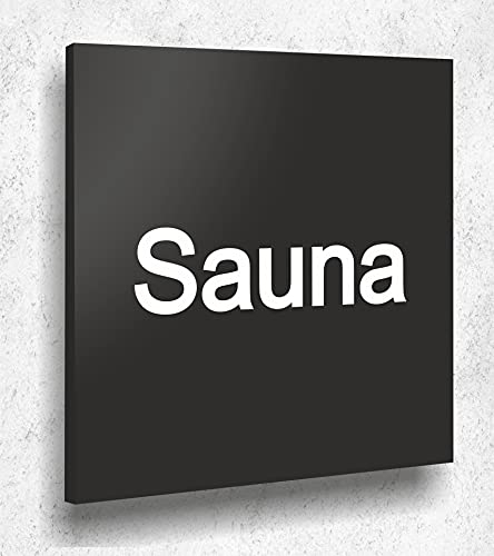 Türschild Sauna Schild Schwarz Matt UV Druck 12 x 12cm - 3mm Aluverbund- Made in Germany Art.Nr. A 2018