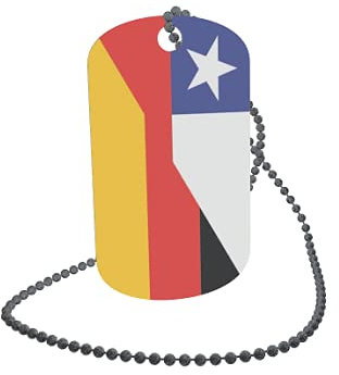 U24 Dog Tag Erkennungsmarke ID Tag an Kette Flagge Chile-Deutschland Alu 30 x 50 mm