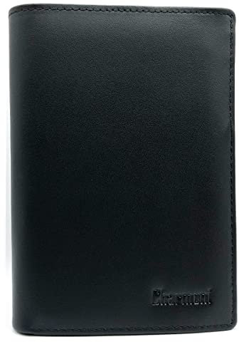 Charmoni - Grand Portefeuille - Portefeuille Homme - Protection Anti RFID - 4 Volets - 7 Carte Bleu, permis Conduire, Carte Grise, Papier, Monnaie - Cuir Vachette (Cuir Vache, Noir)