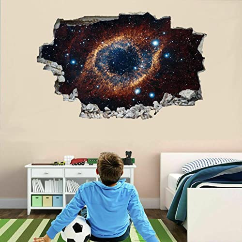 Universum 3D Durchbruch Wandtattoo Mädchen Kinderzimmer Galaxie Wandaufkleber Dekorative Abstrakt Wandsticker Vinyl Wandaufkleber für Junge Teenager Zimmer Wohnzimmer Schlafzimmer Wandbilder Deko