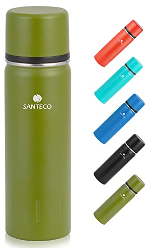 SANTECO Borraccia Termica, Termos Caffè in Acciaio Inox Doppia Mantiene le bevande fredde per 24 ore e calde per 12 ore, Bottiglia thermos a prova di perdite, senza BPA(Verde, 500ML)