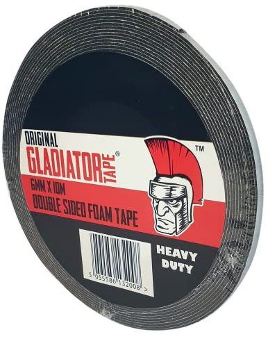 PACKnSELL Gladiator ® Double Sided Foam Tape Black Heavy Duty (6-48mm) x 10m Number Plate Sticky Adhesive Mounting Tape Waterproof for Automotive, Mounting, LED. Permanent Strong Glue (1, 9mm)
